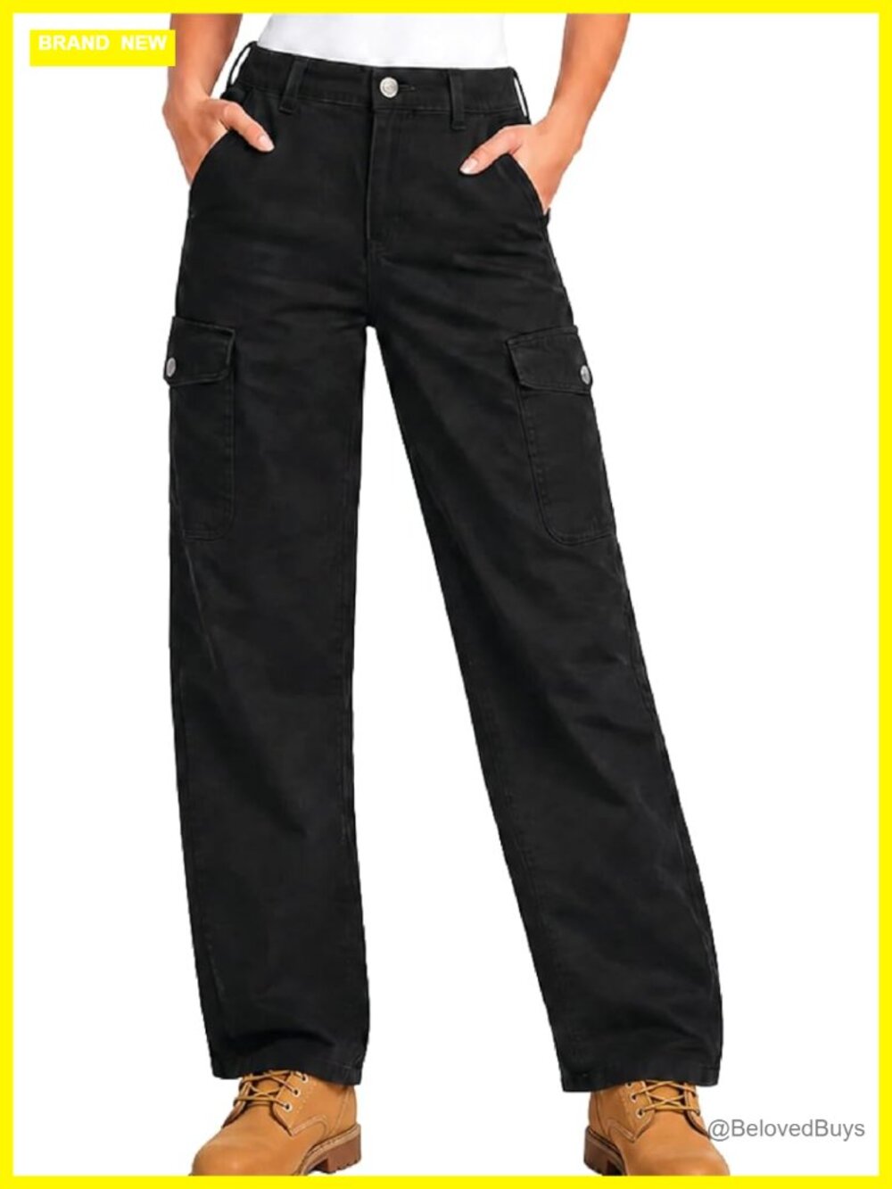 Relaxed Fit Duck Canvas Cargo Pants with Pockets